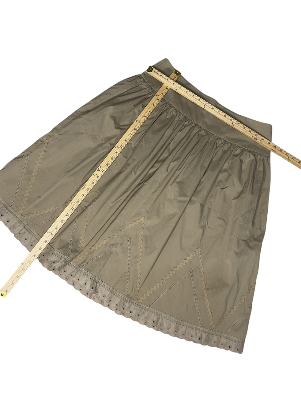 Dorothée Bis Taupe A-Line Skirt Size 14 Boho Prairie Midi Skirt - Picture 4 of 5